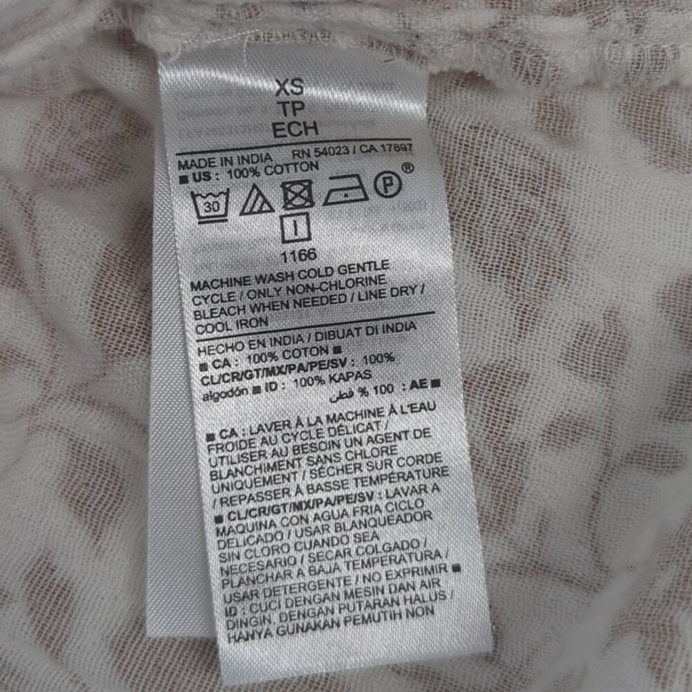 EUC Old Navy Cotton Floral Gold Blouse Women XS Scrunchy Hem - Picture 7 of 7